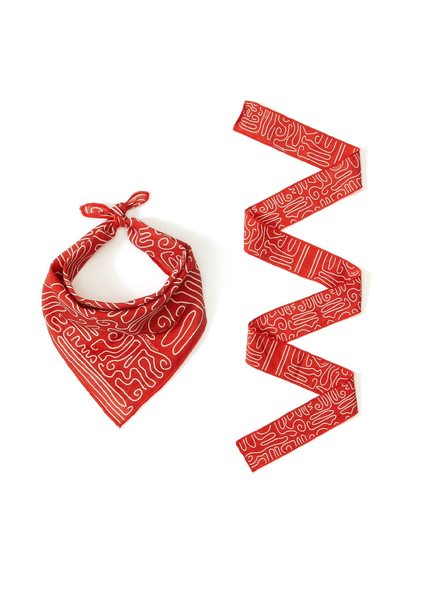 Kırmızı Abstract Print Bandana & İnce Fular Set