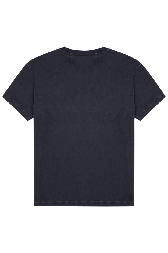 Eskitilmiş Fitilli T-shirt - Siyah
