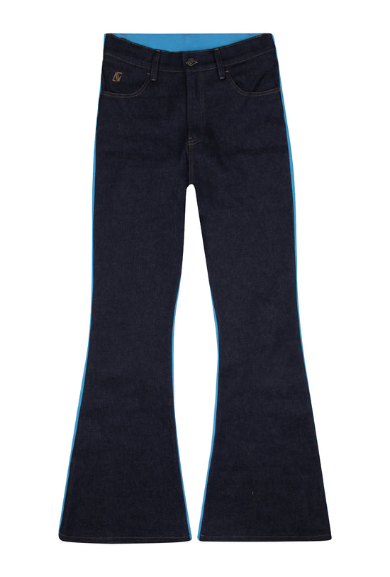 Navy Denim Flare Boyfriend Sweatpant -Tranquil Blue