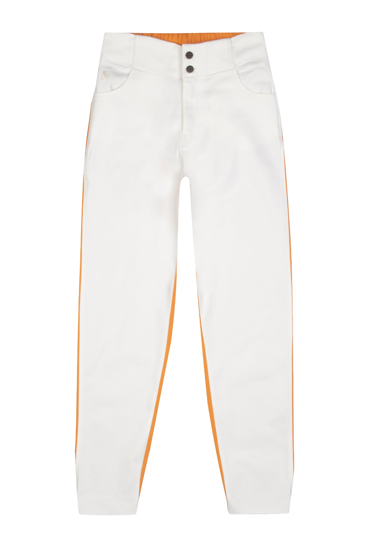 Denim Boyfriend Pantolon - Beyaz/Turuncu