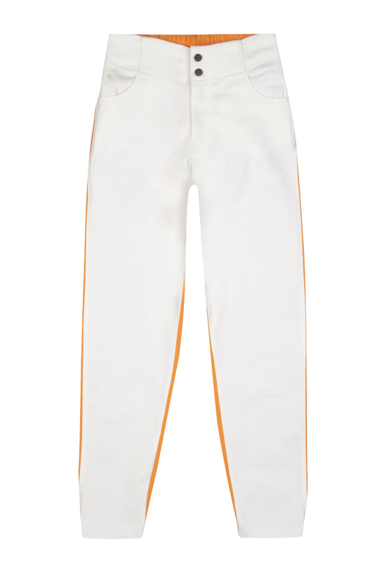 Denim Boyfriend Pantolon - Beyaz/Turuncu