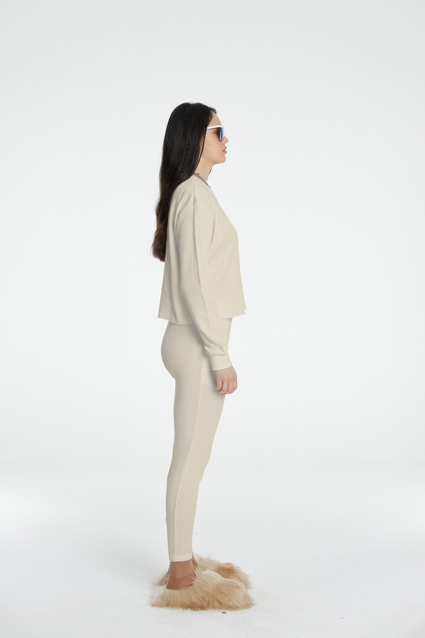Waffle Crewneck Sweatshirt - Warm Beige