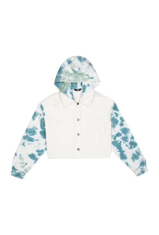 White Denim Jacket - Cameo Green/Verdi Green