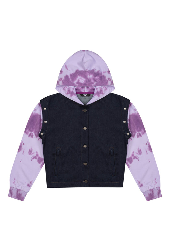 Navy Denim Vest Jacket - Sparkling Grape/Digital Lavender