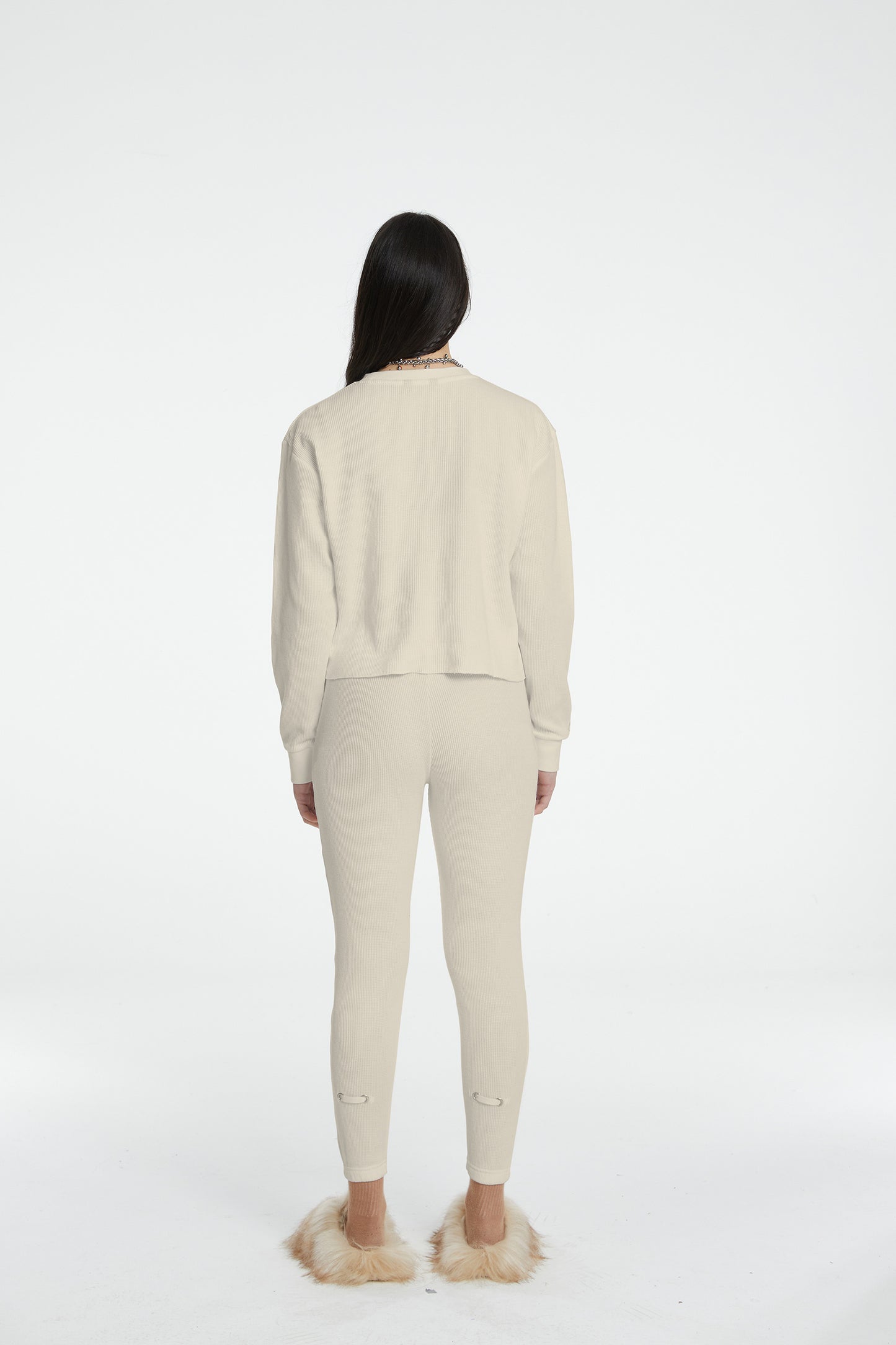 Waffle Crewneck Sweatshirt - Warm Beige