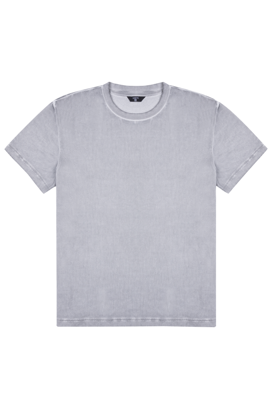 Yıkamalı Fitilli T-shirt - Gri