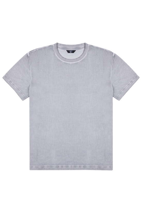 Eskitilmiş Fitilli T-shirt - Gri