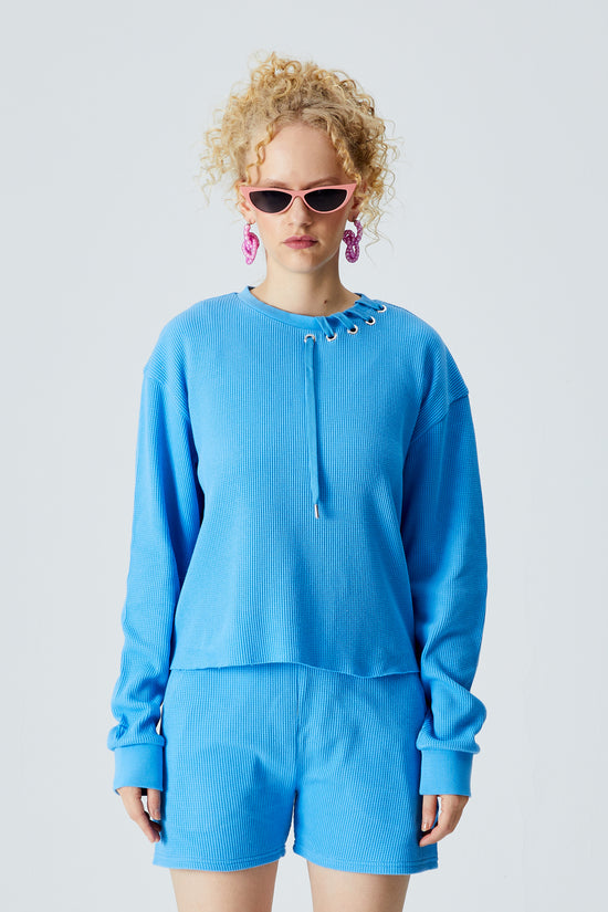 Waffle Sweatshirt - Mavi