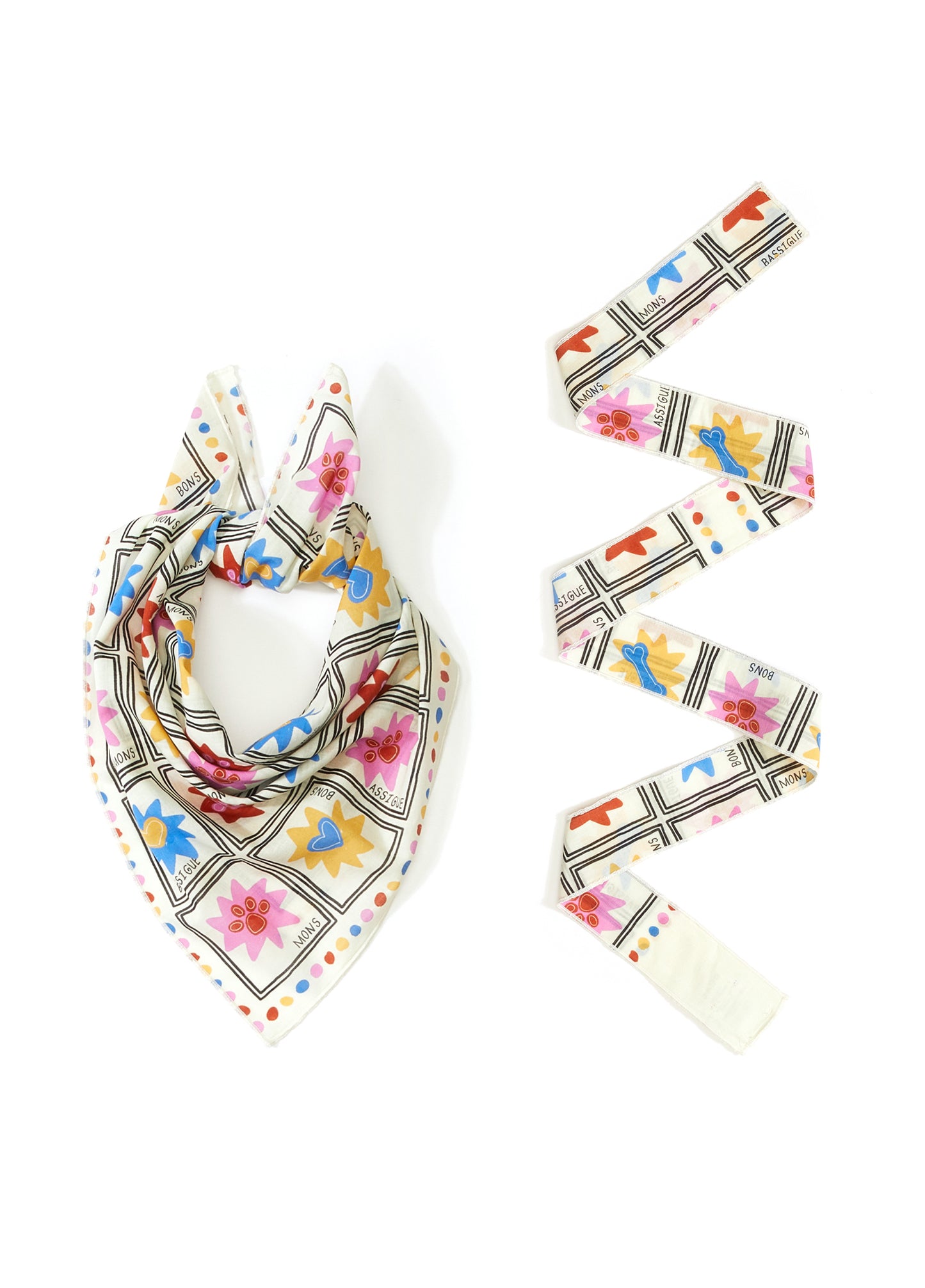 Kalpli Block Print Bandana & İnce Fular Set