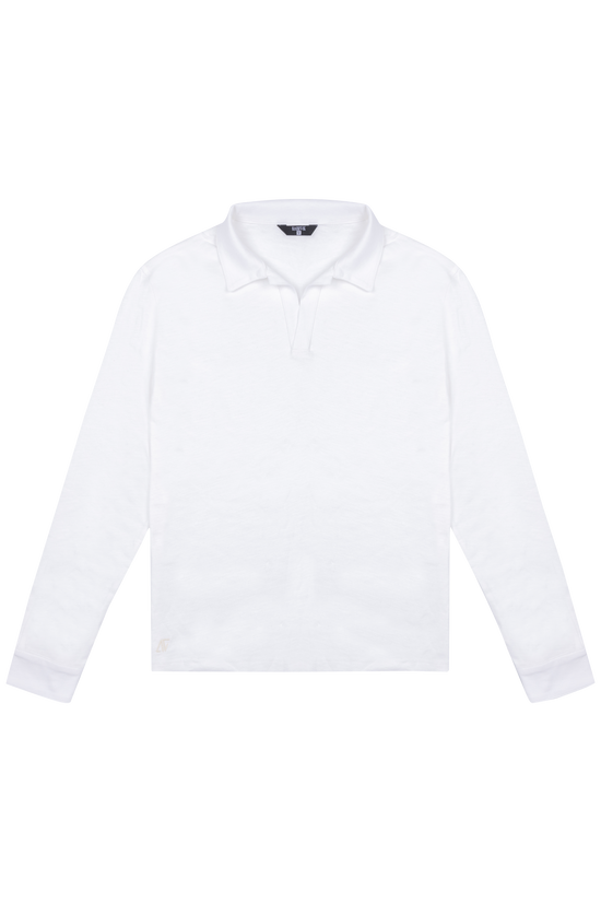 Long Sleeve Polo Shirt - White