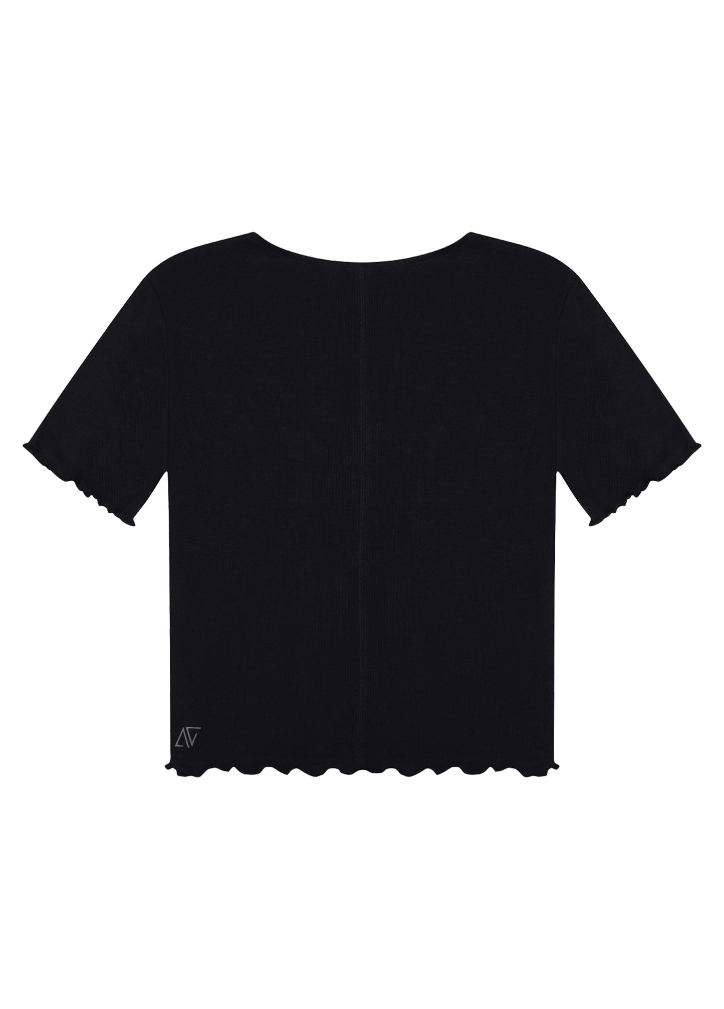 V-Neck Ribbed Cotton T-Shirt-Black