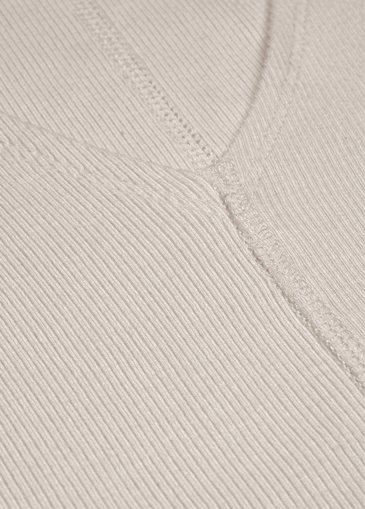 V-Neck Ribbed Cotton T-Shirt-Beige