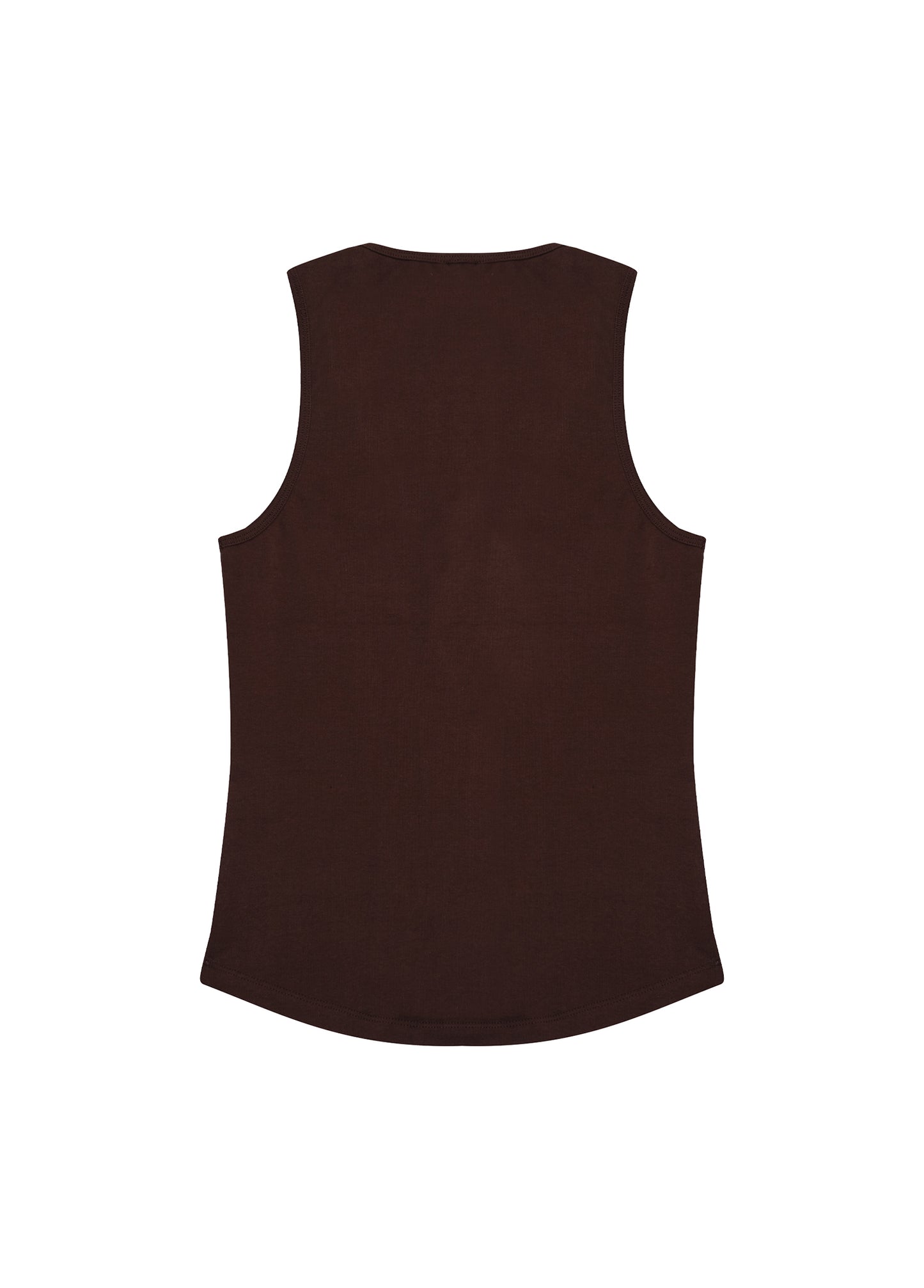 Deep Neck Tank Top - Brown