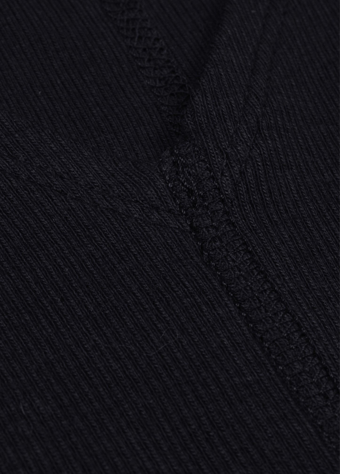 V-Neck Ribbed Cotton T-Shirt-Black
