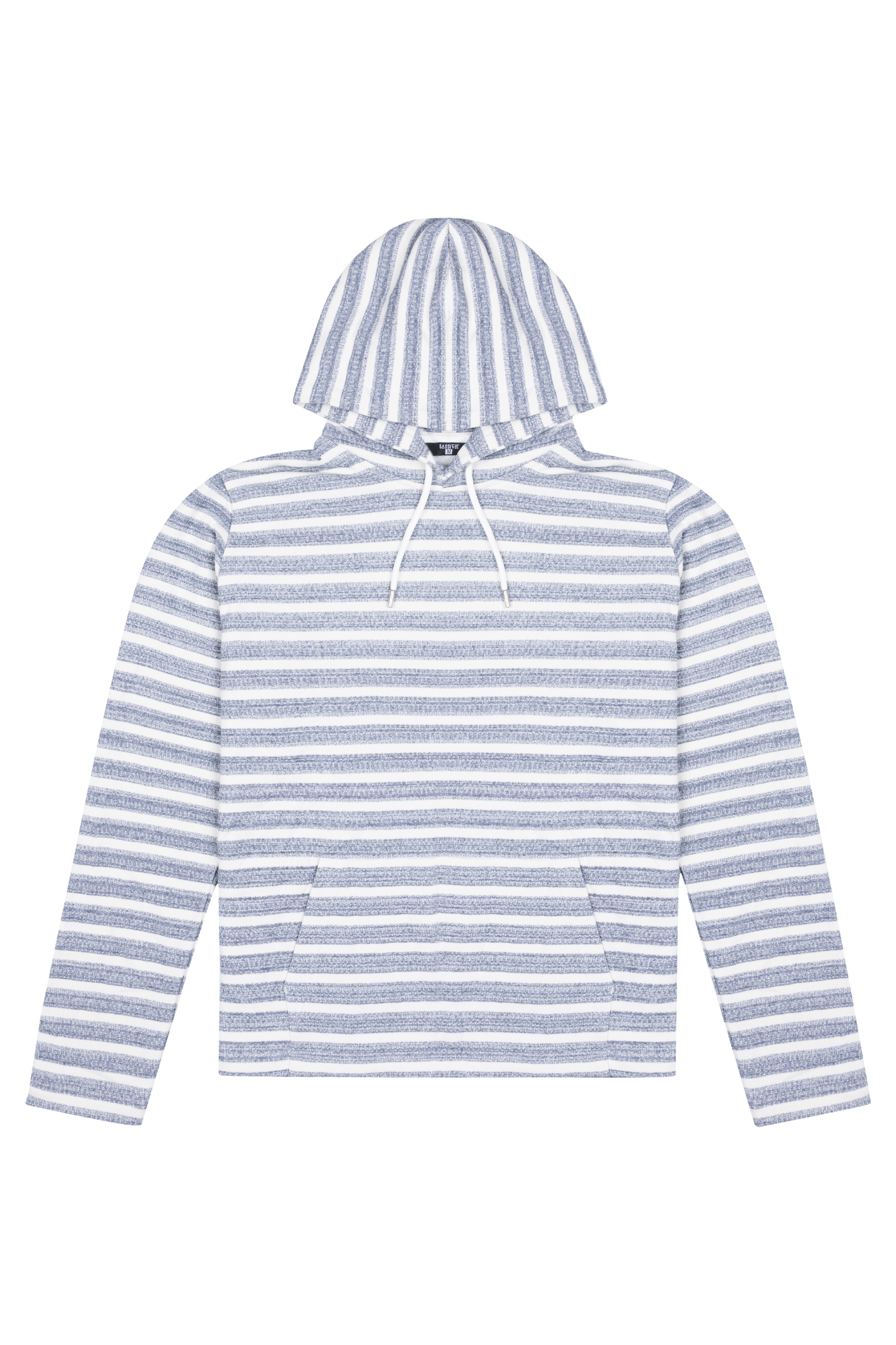 Çizgili Kapüşonlu Sweatshirt - Lacivert/Beyaz