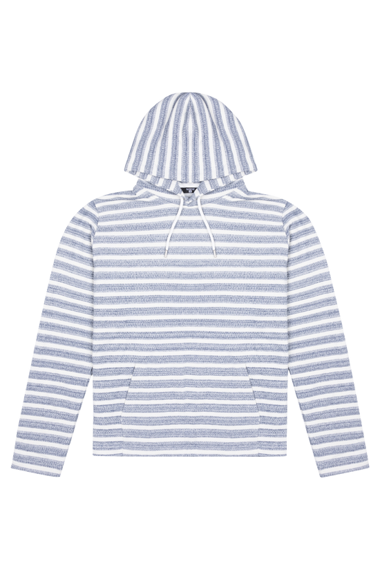 Çizgili Kapüşonlu Sweatshirt - Lacivert/Beyaz