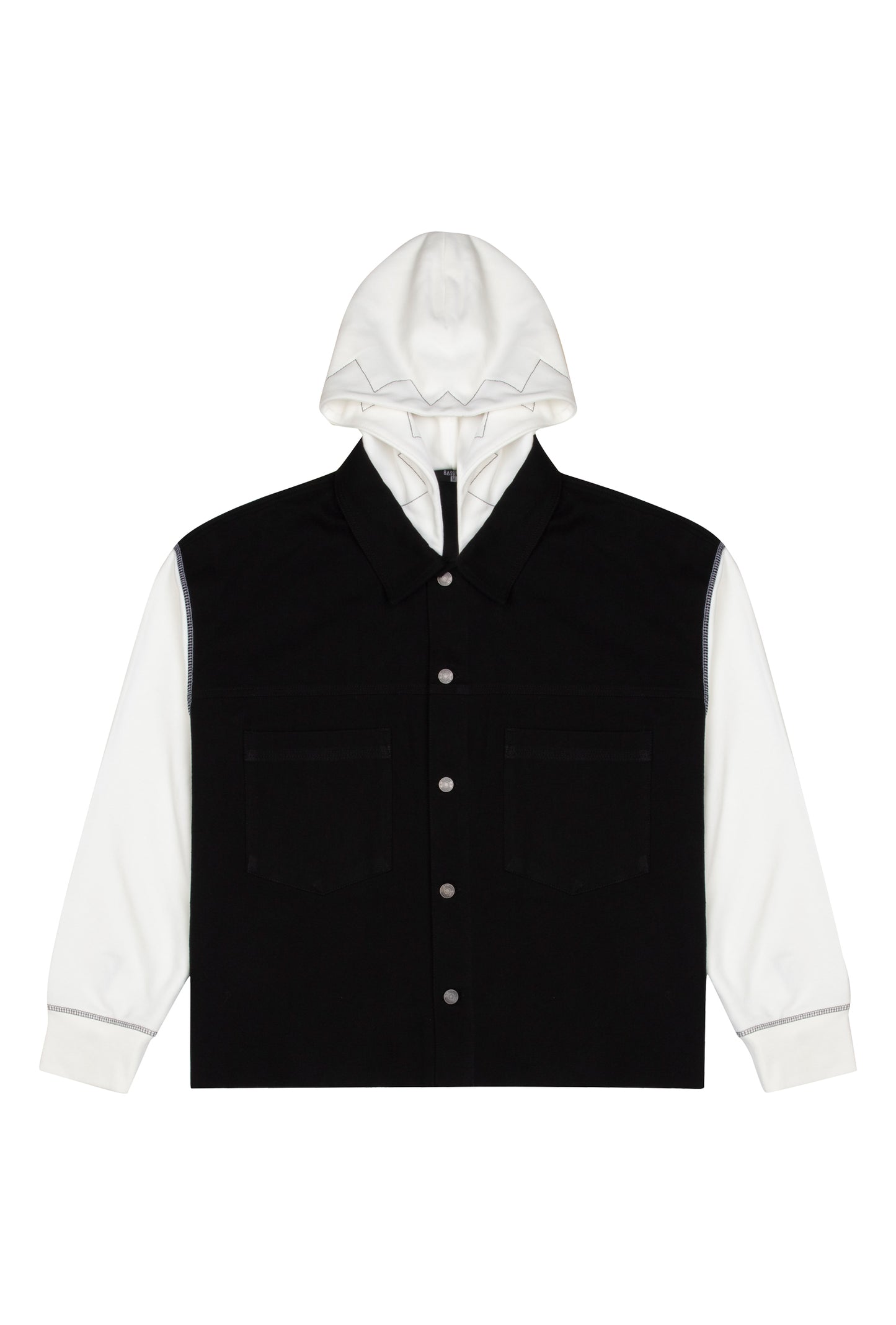 Black Denim Jacket - White