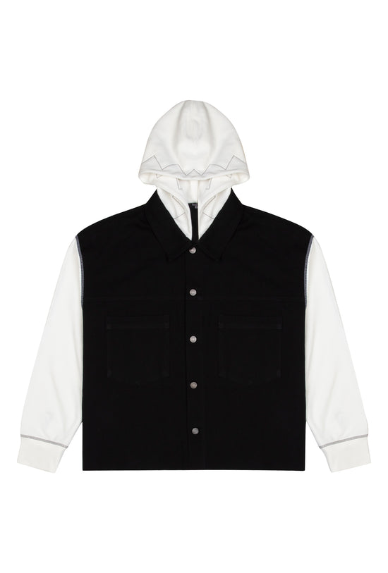 Black Denim Jacket - White