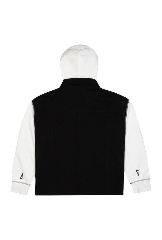 Black Denim Jacket - White