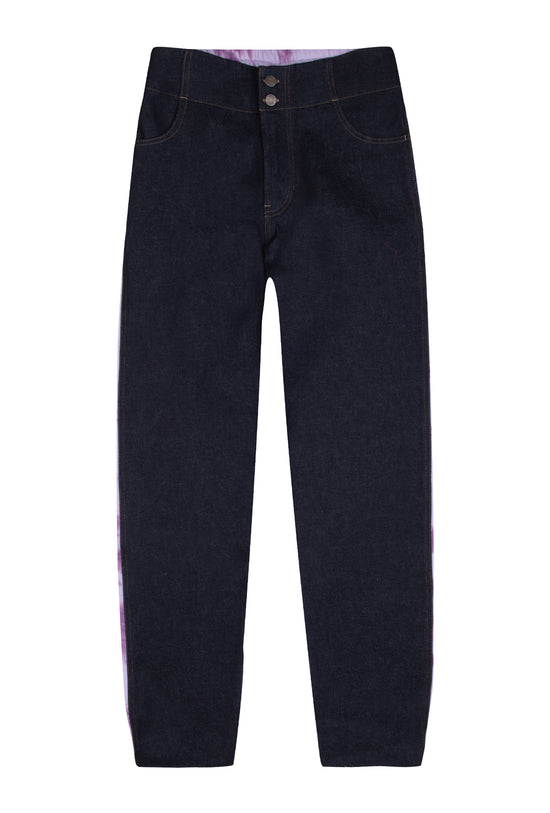 Denim Boyfriend Pantolon - Lacivert/Lila