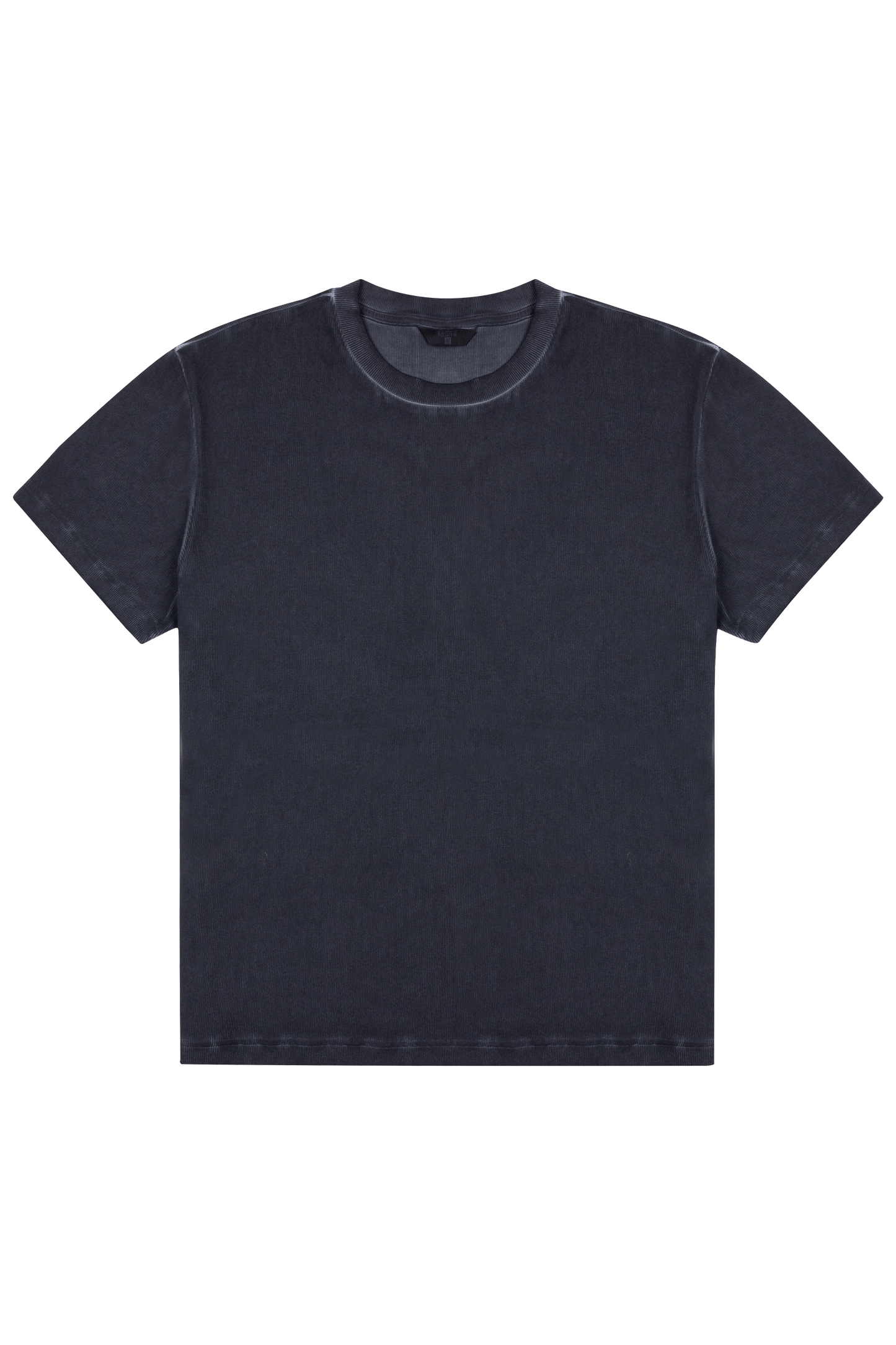 Eskitilmiş Fitilli T-shirt - Siyah