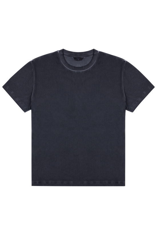 Eskitilmiş Fitilli T-shirt - Siyah