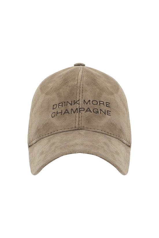Drink More Champagne Suede Leather Hat