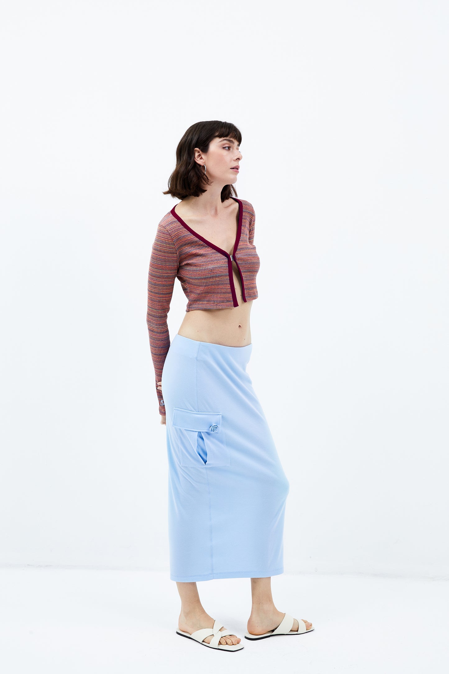 Lotus Açık Crop Top - Gökkuşağı Azure