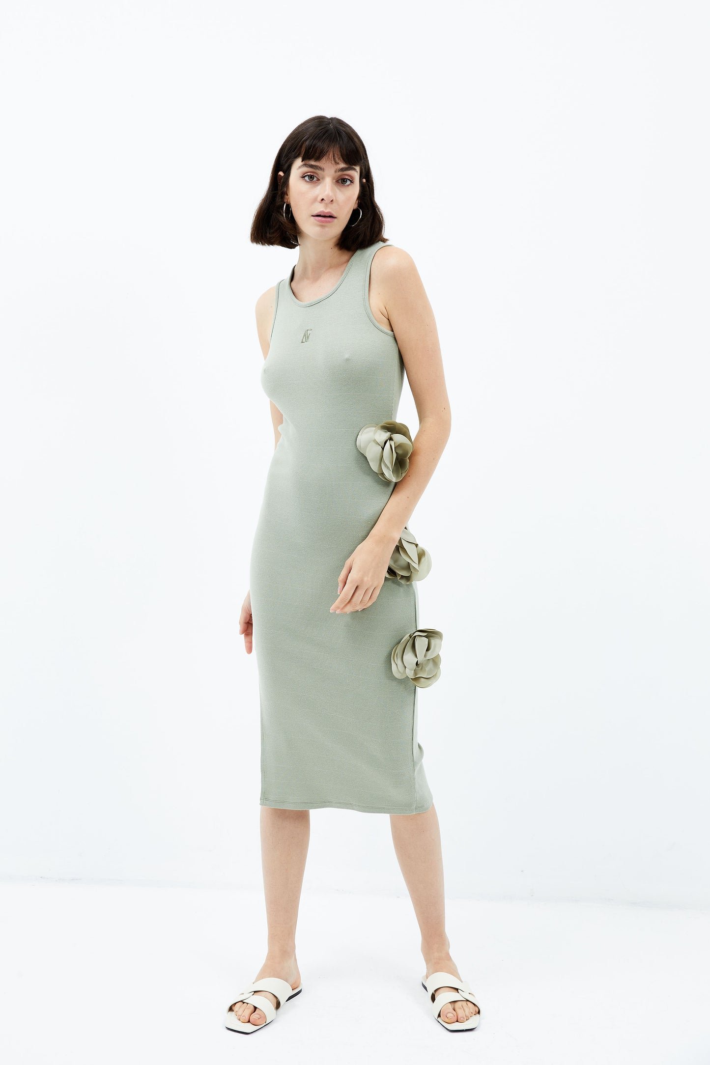 Marigold Ribbed Dress - Sea Grass