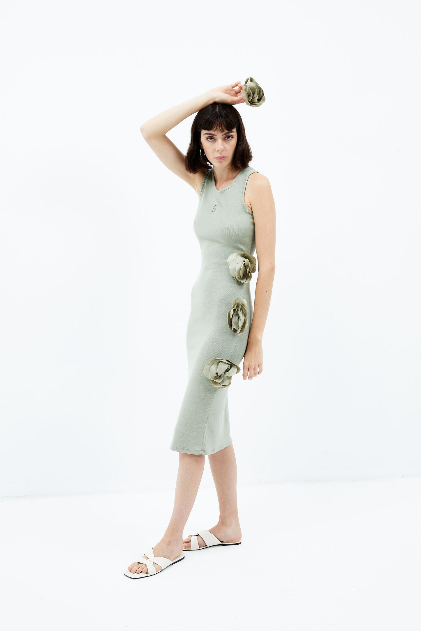 Marigold Ribbed Dress - Sea Grass