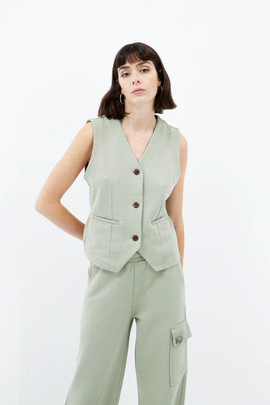 Daisy Waistcoat - Sea Grass