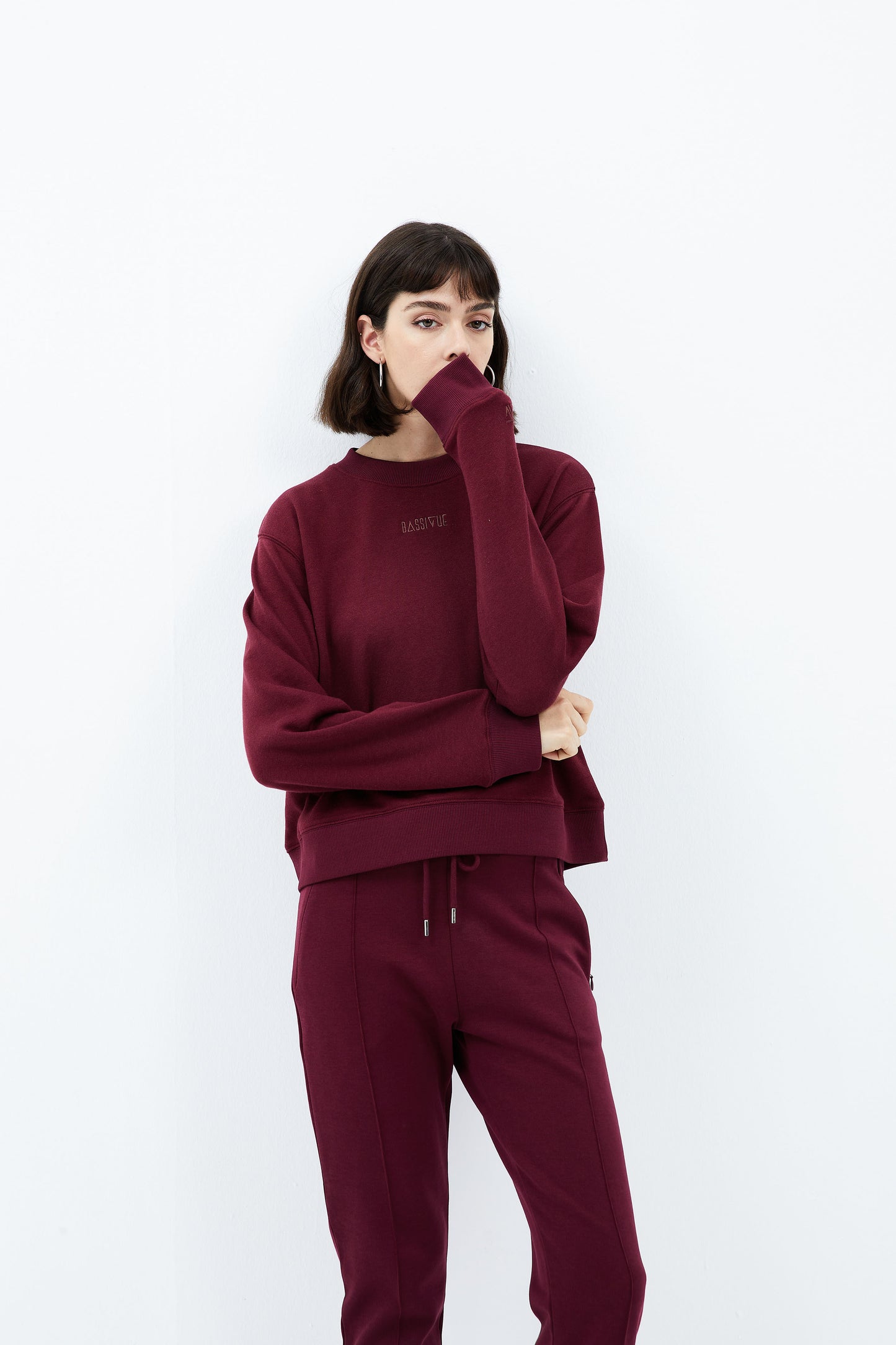 Bisiklet Yaka Sweatshirt - Bordo