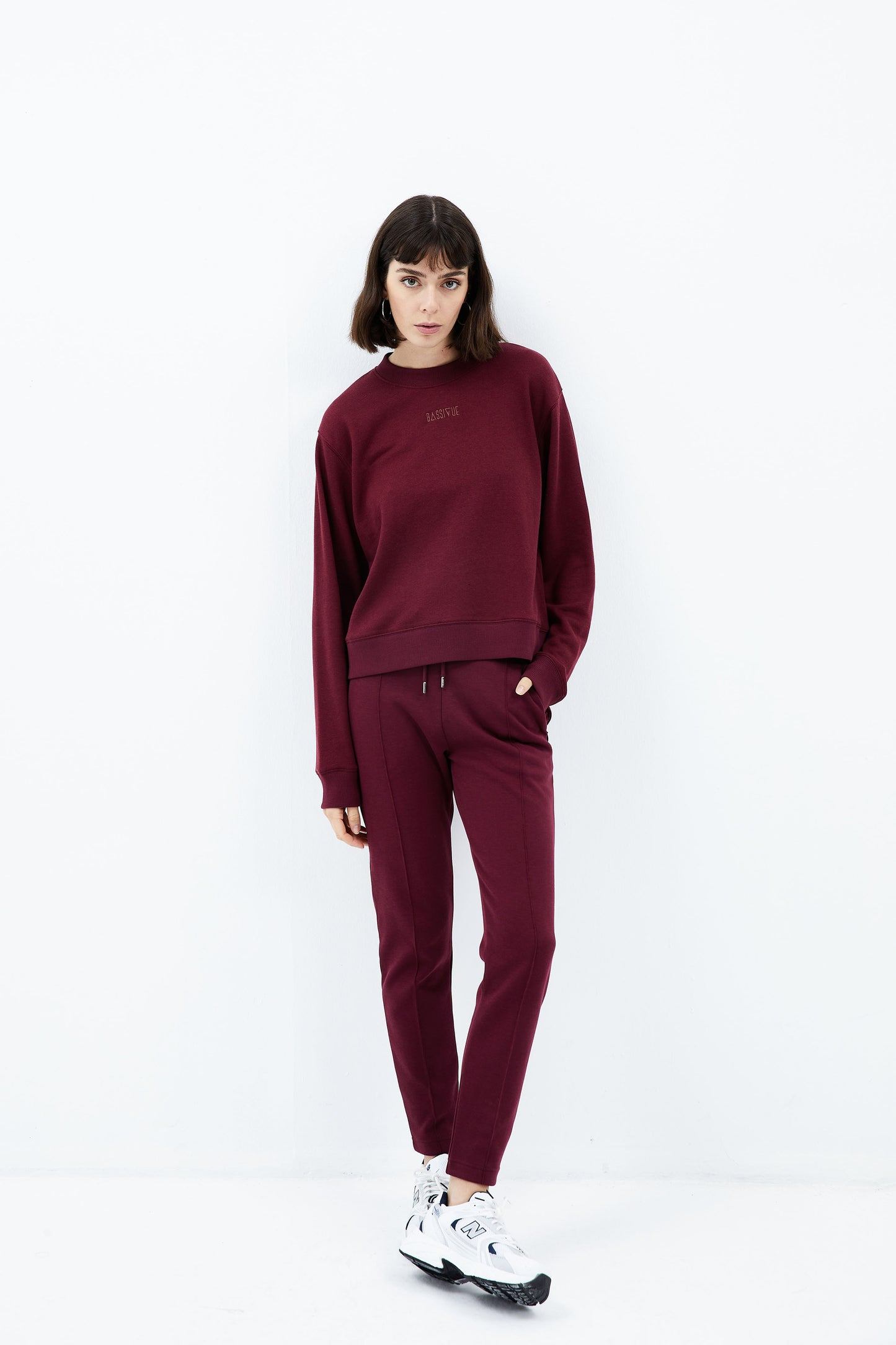 Bisiklet Yaka Sweatshirt - Bordo