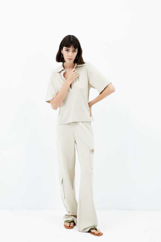 Daisy Cargo Sweatpants - Light Taupe