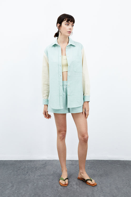 Cosmos Long Shirt - Buttermilk / Sea Green