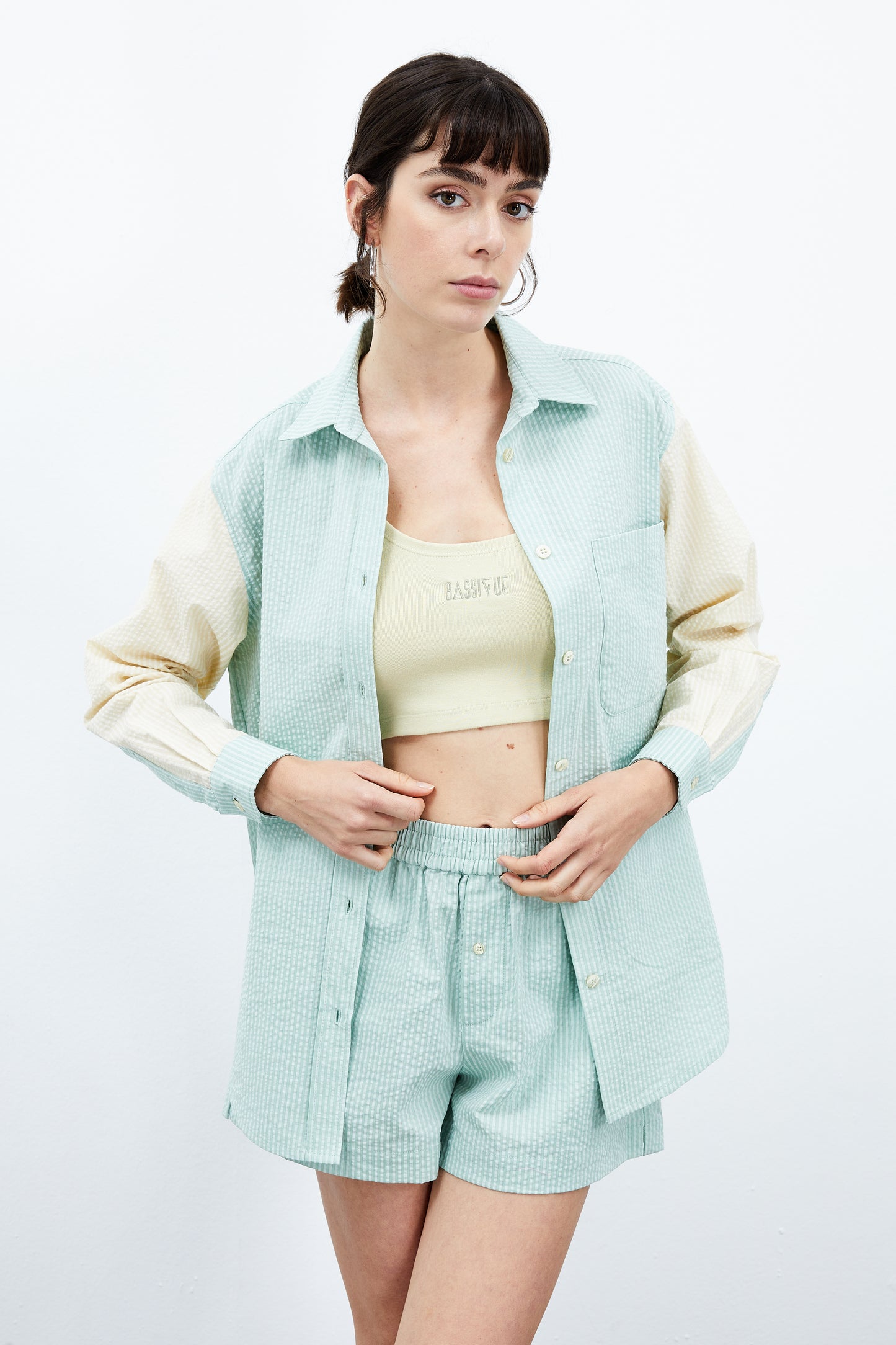 Cosmos Long Shirt - Buttermilk / Sea Green