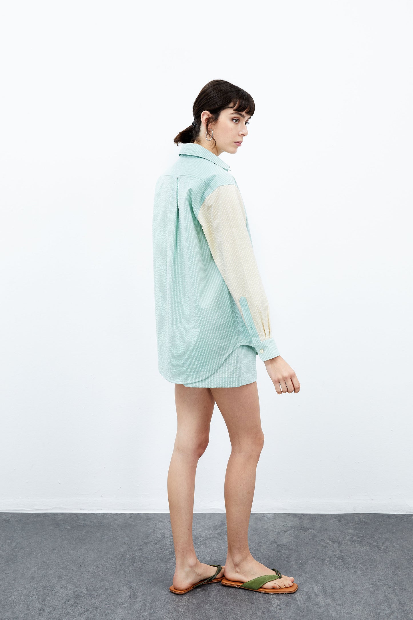 Cosmos Long Shirt - Buttermilk / Sea Green