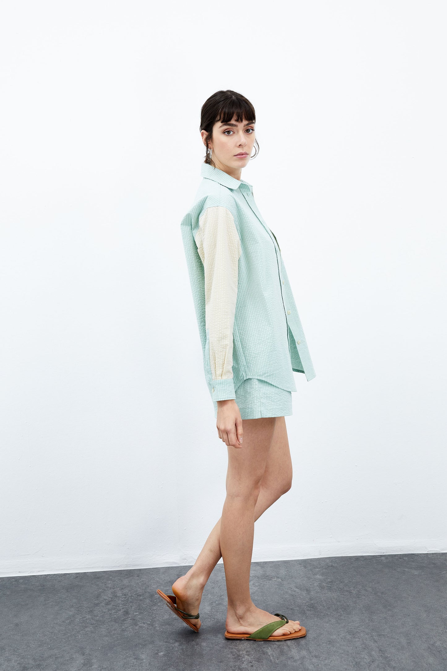 Cosmos Long Shirt - Buttermilk / Sea Green