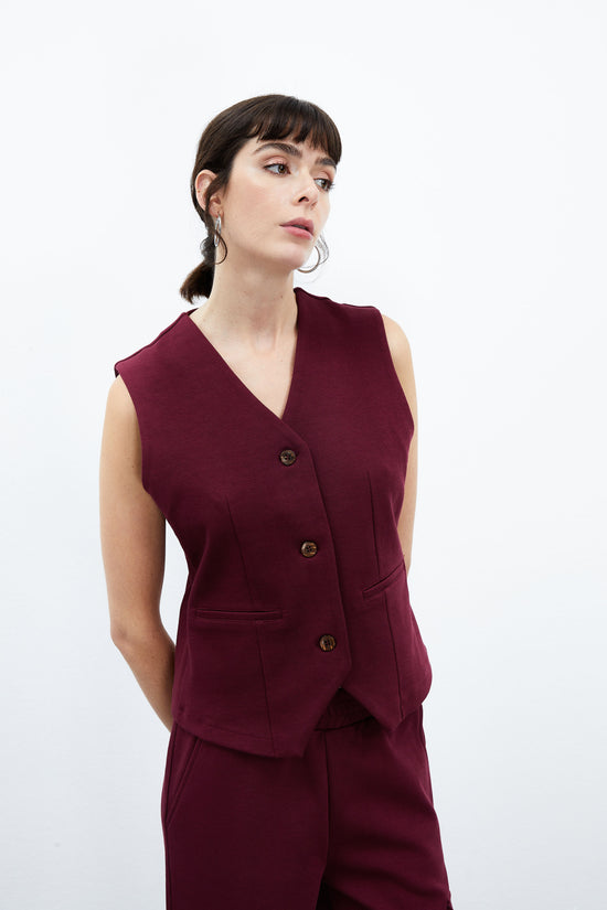 Daisy Waistcoat - Tawny Port