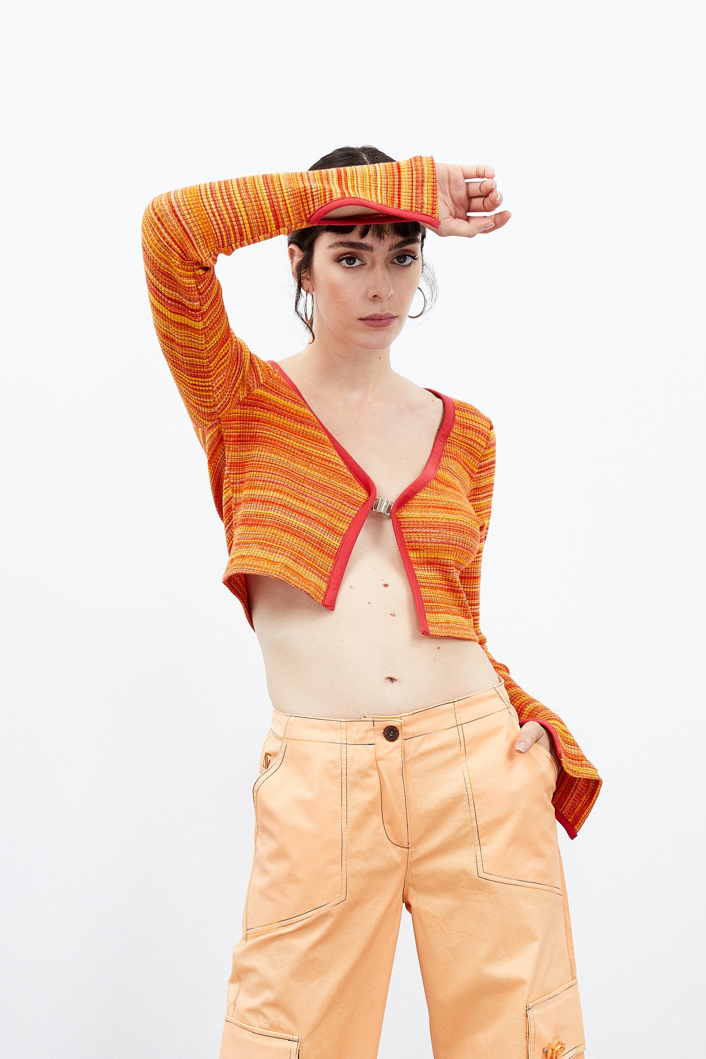 Lotus Open Crop Top - Rainbow Peach