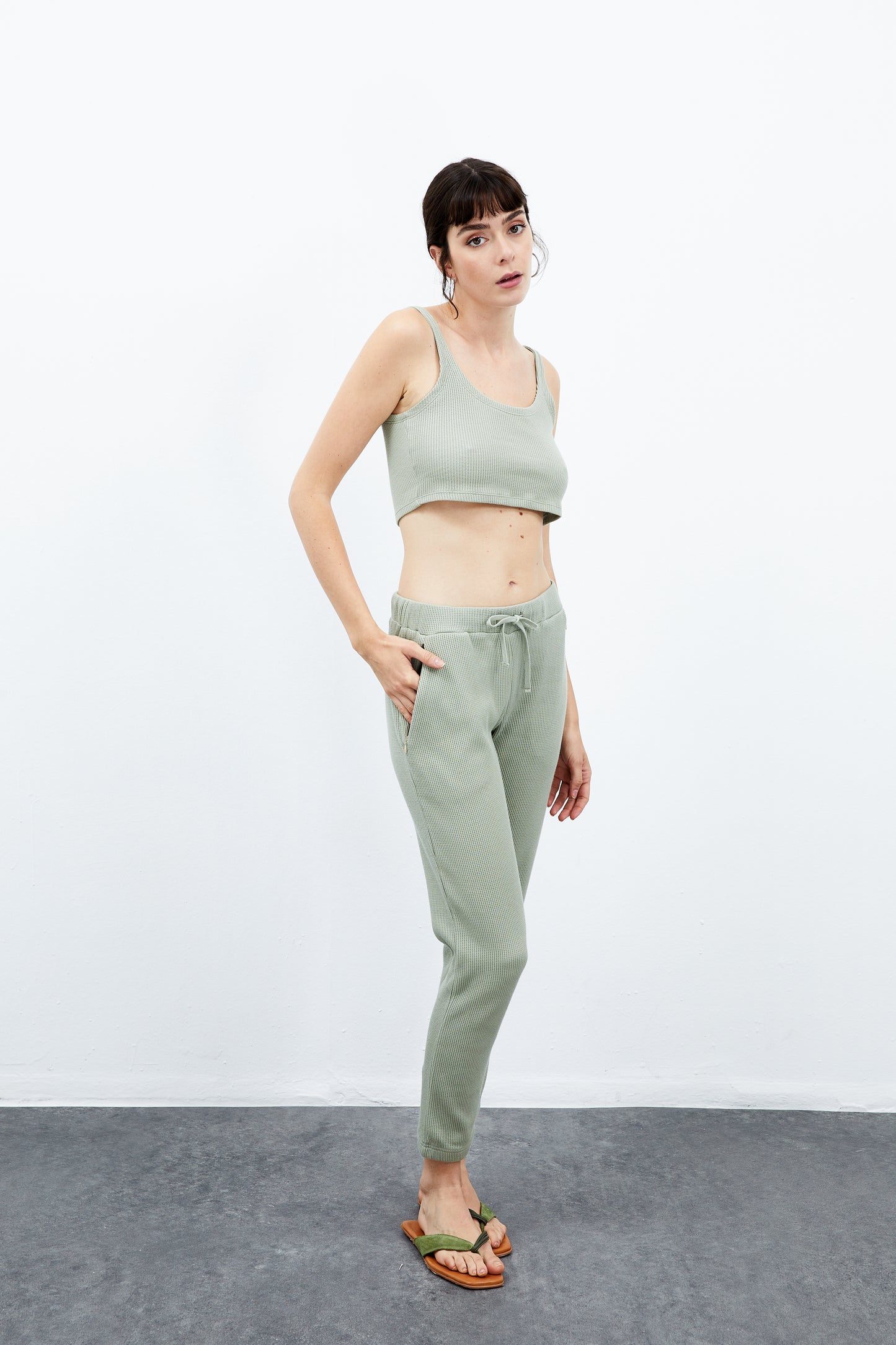 Lily Classic Waffle Sweatpants - Sea Grass