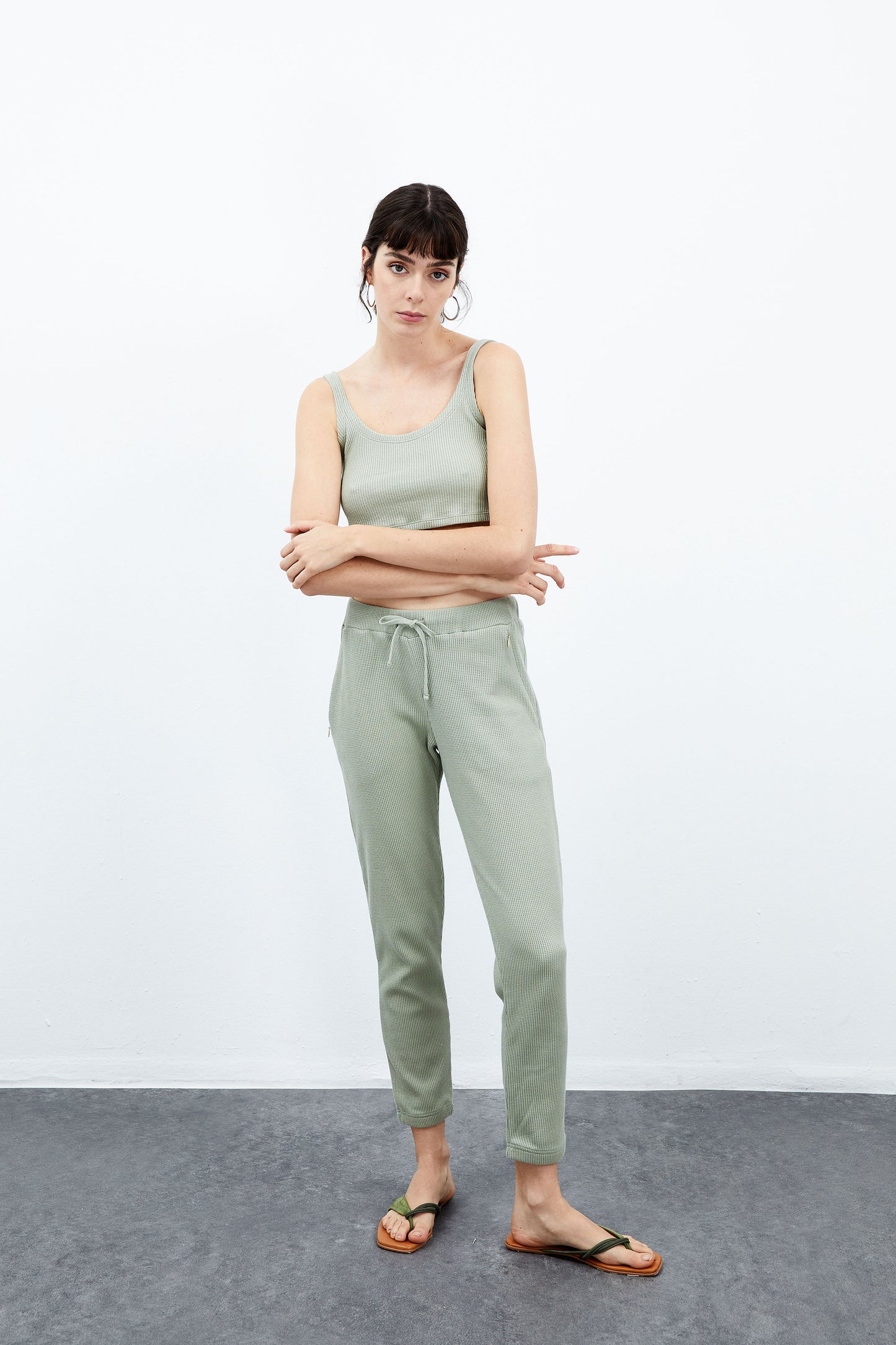 Lily Classic Waffle Sweatpants - Sea Grass