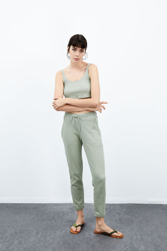 Lily Classic Waffle Sweatpants - Sea Grass