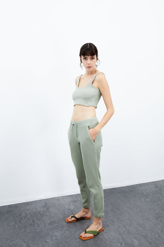 Lily Waffle Tank Top - Su Yeşili
