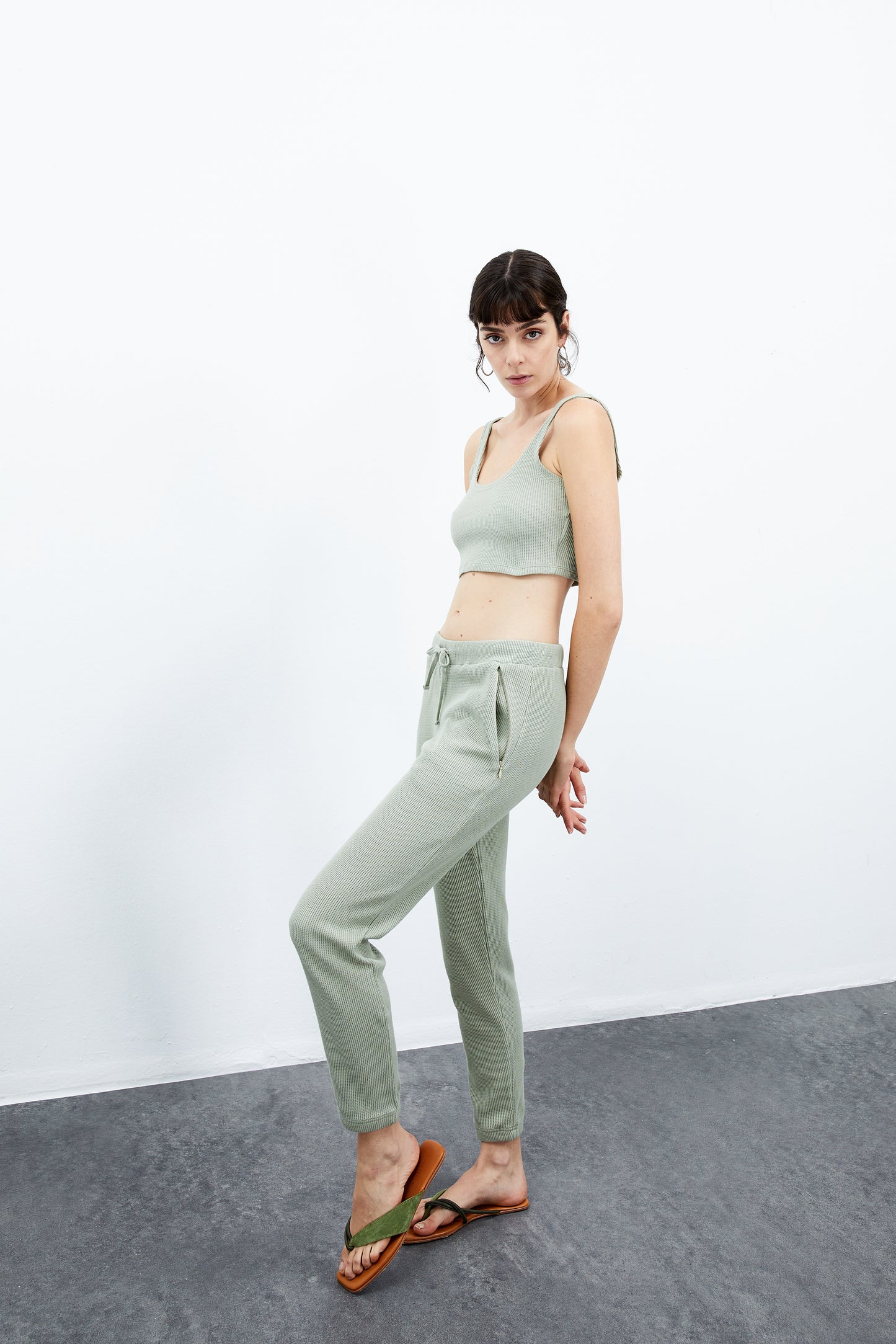 Lily Classic Waffle Sweatpants - Sea Grass