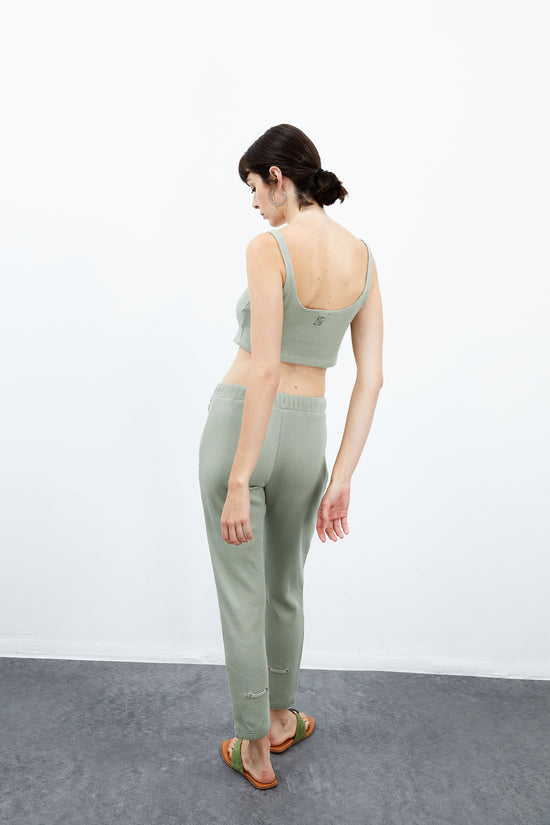 Lily Waffle Tank Top - Su Yeşili