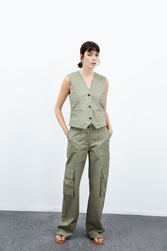 Magnolia Waistcoat - Sea Grass