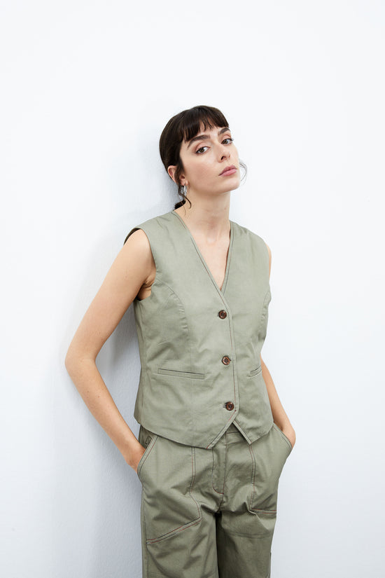 Magnolia Waistcoat - Sea Grass