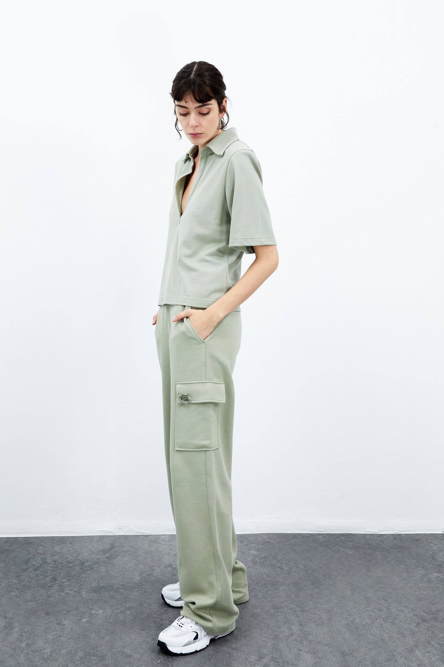 Daisy Polo with Soulder Pads - Sea Grass