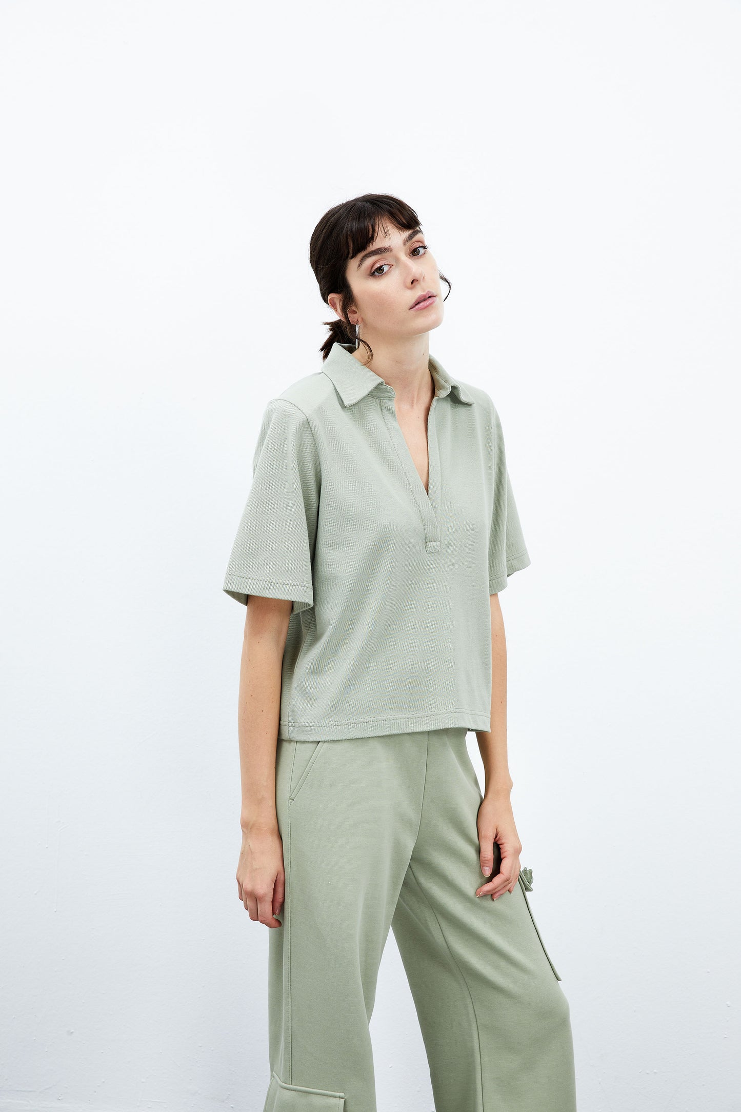 Daisy Polo with Soulder Pads - Sea Grass